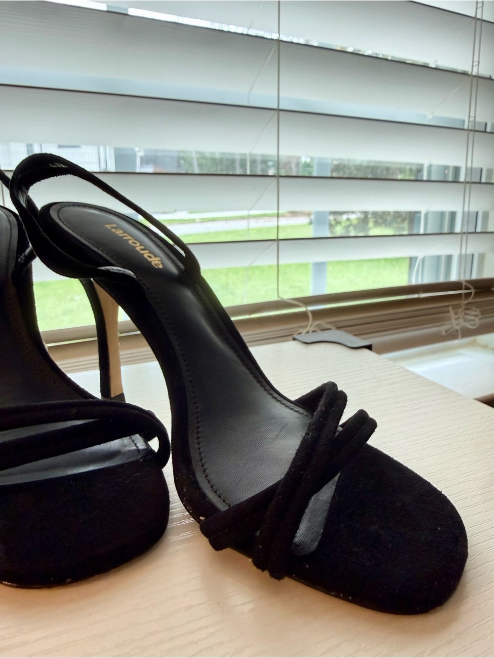 Larroude Black Suede Double-Strap Slingback Heels (size 7) - Picture 5 of 11